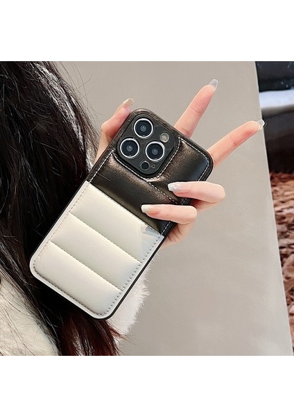 iPhone14 Pro Case Down Ceket Tpu+Pu Deri Akıllı Telefon Kapak Morası (Yurt Dışından)