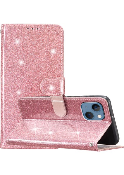 iPhone14 Plus Içinartı Işıltılı Pu Deri Kasa Folio Flip Cüzdan Standı Akıllı Telefon Kapak Gülü Altın (Yurt Dışından) indirimleri
