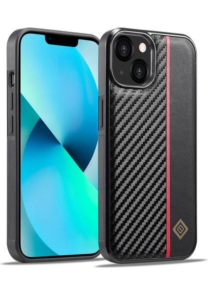 iPhone13 Mini 5.4 Inç Telefon Kılıfı Karbon Fiber Doku Çizelge Anti Deri Kaplamalı Tpu+Eva Kapak (Yurt Dışından)