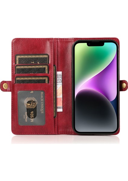 iPhone14 Plus Anti-Drop Için Koruyucu Kılıf Strap-Red ile Sabvaz Alabalık 2'si Tpu+Pu Telefon Kılıfı (Yurt Dışından)
