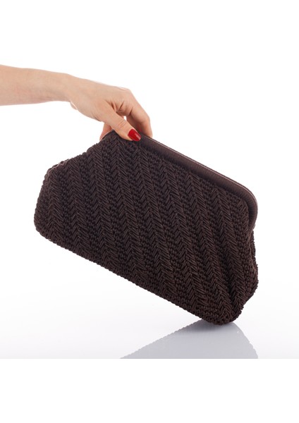 Acı Kahve Burslu Clutch Çanta