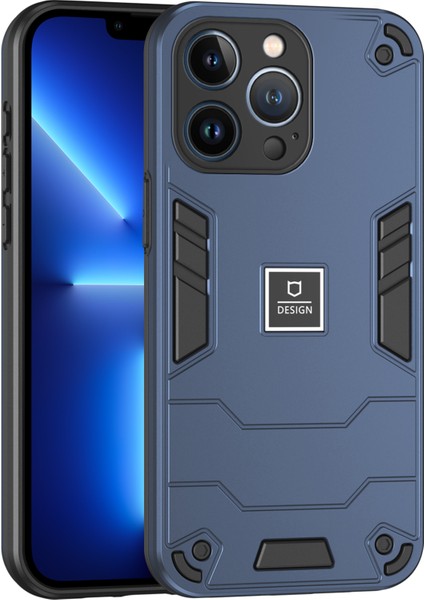 iPhone13 Pro Telefon Kılıfı 2 Için 1 Hibrid Sert Pc Yumuşak Tpu Kapak Navy Mavi (Yurt Dışından)