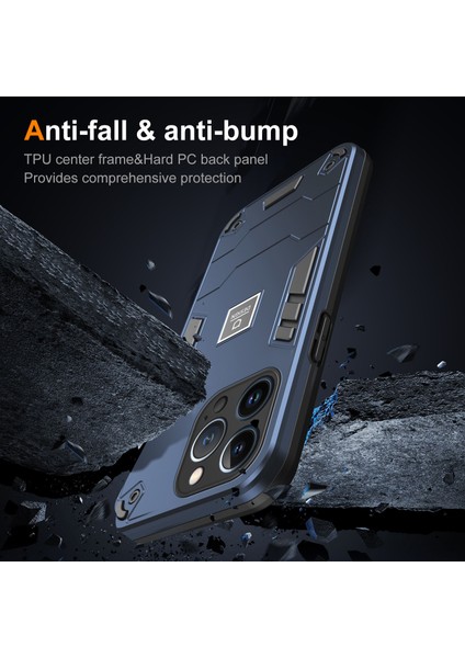 iPhone13 Pro Telefon Kılıfı 2 Için 1 Hibrid Sert Pc Yumuşak Tpu Kapak Navy Mavi (Yurt Dışından)