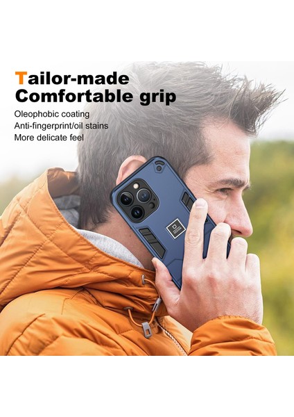 iPhone13 Pro Telefon Kılıfı 2 Için 1 Hibrid Sert Pc Yumuşak Tpu Kapak Navy Mavi (Yurt Dışından)