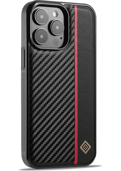 iPhone15 Pro Max Karbon Fiber Doku Telefon Kasası Pu Deri+Tpu+Eva Anti-Çizik Kapak (Yurt Dışından)