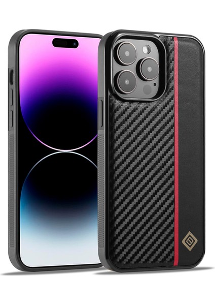 iPhone15 Pro Max Karbon Fiber Doku Telefon Kasası Pu Deri+Tpu+Eva Anti-Çizik Kapak (Yurt Dışından)