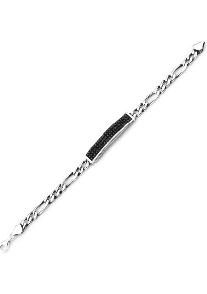 Erkek Gümüş 925 3+1 Figaro Bileklik Zirkon Taşlı 6x2.5mm x 22 cm fiyatları