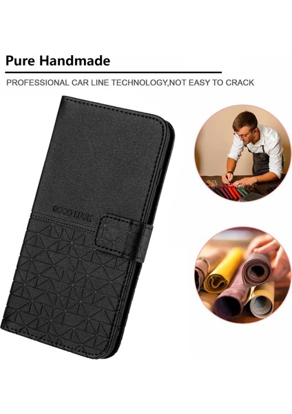 iPhone6/6s/7/8/se (2020)/SE (2022) Stand Cüzdan Kılıf Mikrofiber Deri Baskılı Telefon Kapak Black Için (Yurt Dışından)