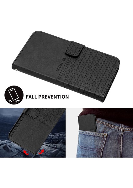 iPhone6/6s/7/8/se (2020)/SE (2022) Stand Cüzdan Kılıf Mikrofiber Deri Baskılı Telefon Kapak Black Için (Yurt Dışından)