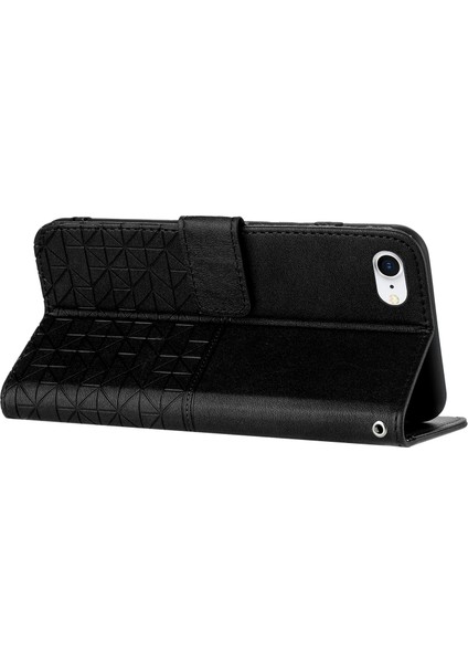 iPhone6/6s/7/8/se (2020)/SE (2022) Stand Cüzdan Kılıf Mikrofiber Deri Baskılı Telefon Kapak Black Için (Yurt Dışından)