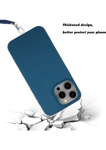 iPhone11 Pro Case Wheat Straw+Tpu Ayarlanabilir Kayış-Dark Mavi ile Manyetik Telefon Kapağı (Yurt Dışından)