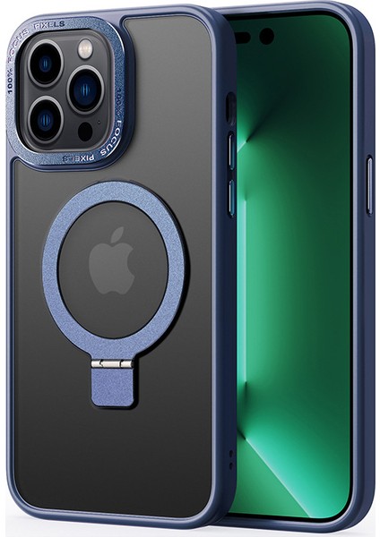 iPhone15 Pro Magnetic Telefon Kılıfı Tpu+Pc Kickstand Mat Kapak Magsafe-Sapphire ile Uyumlu (Yurt Dışından)