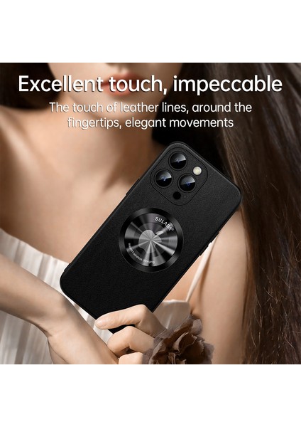 iPhone14 Pro Max Telefon Kapağı Magsafe Cowhide Doku Pu Deri Kaplamalı Tpu Case Yeşili ile Uyumlu (Yurt Dışından)