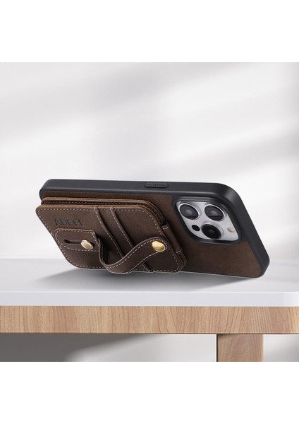 iPhone14 Pro Kickstand Case Card Yuvaları Için Litchi Doku Pu Derılı Kaplamalı Tpu+Pc Telefon Kapak-Khaki (Yurt Dışından) fiyatları