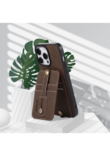 iPhone14 Pro Kickstand Case Card Yuvaları Için Litchi Doku Pu Derılı Kaplamalı Tpu+Pc Telefon Kapak-Khaki (Yurt Dışından) modelleri