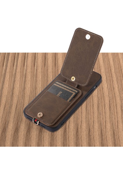 iPhone14 Pro Kickstand Case Card Yuvaları Için Litchi Doku Pu Derılı Kaplamalı Tpu+Pc Telefon Kapak-Khaki (Yurt Dışından) fırsatları