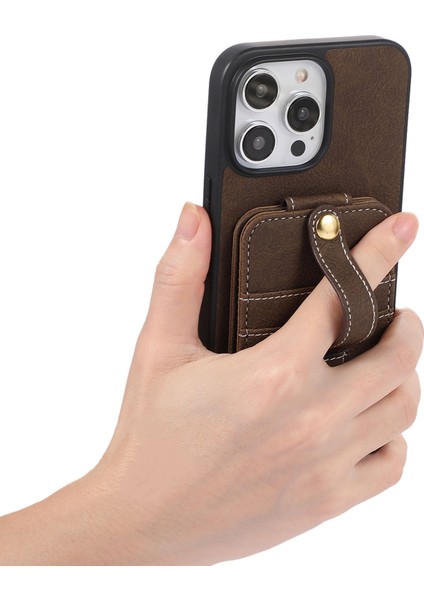 iPhone14 Pro Kickstand Case Card Yuvaları Için Litchi Doku Pu Derılı Kaplamalı Tpu+Pc Telefon Kapak-Khaki (Yurt Dışından) indirimleri