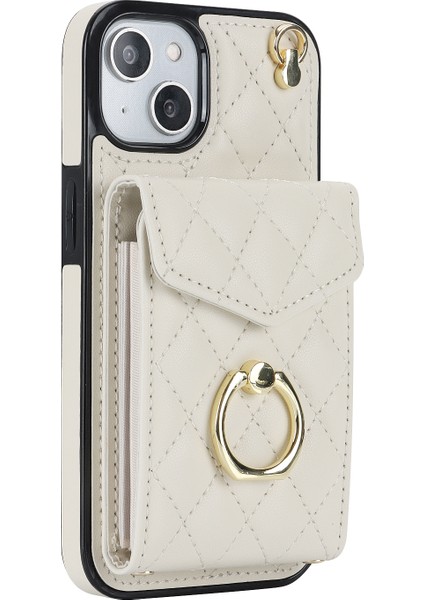 iPhone13 Mini 5.4 Inç Rfıd Engelleme Telefon Kılıfı Çoklu Kart Yuvaları Halk Kickstand Pu Deri+Tpu Anti-Drop Kapak Bej (Yurt Dışından)