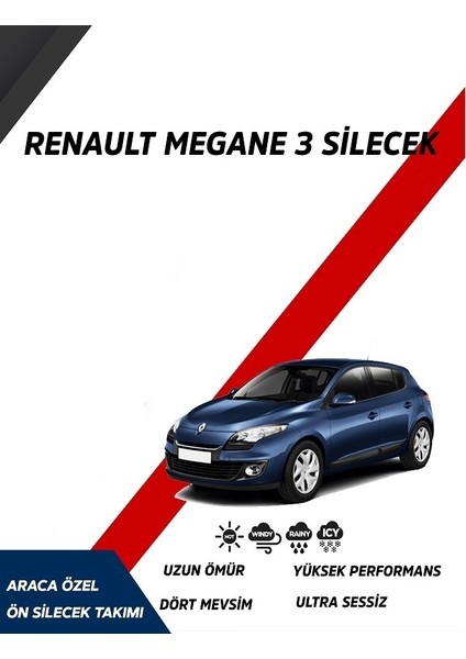 Megane 3 Ön Cam Silecek Seti 2009-2015 Araca Özel