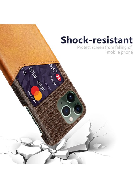 iPhone15 Pro Bez Doku Pu Deri Kaplamalı Pc Kapağı Kart Tutucu-Orange ile Koruyucu Telefon Kılıfı (Yurt Dışından)