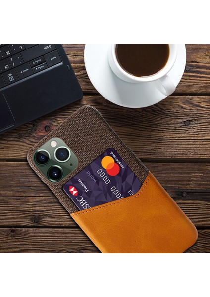 iPhone15 Pro Bez Doku Pu Deri Kaplamalı Pc Kapağı Kart Tutucu-Orange ile Koruyucu Telefon Kılıfı (Yurt Dışından)