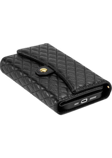 iPhone7/8 Için (Case Pu Deri Rhambus Desen Fermuar Telefon Kapak Black (Yurt Dışından) indirimleri