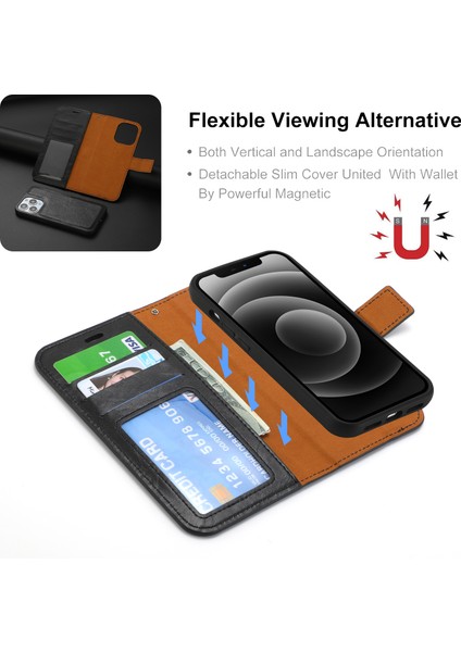 iPhone15 Plus Için Manyetik Emilim Cüzdan Telefon Kılıfı Plus Söndürülebilir 2'si Deli At Dokusu Pu Pop Telefon Kapak Black (Yurt Dışından) fiyatları