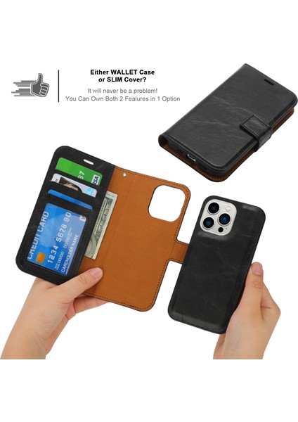 iPhone15 Plus Için Manyetik Emilim Cüzdan Telefon Kılıfı Plus Söndürülebilir 2'si Deli At Dokusu Pu Pop Telefon Kapak Black (Yurt Dışından) indirimleri