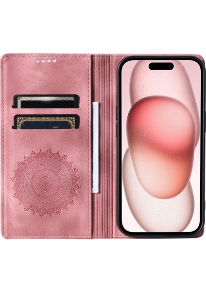 iPhone14 Pro Kılıfı Için Baskılı Mandala Çiçek Deri Kapak Cüzdan Golü Altın (Yurt Dışından)