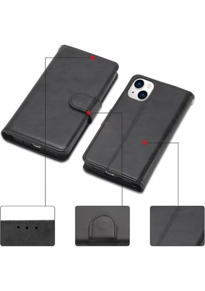 iPhone15 Plus Için Artı Flip Cüzdan Standı Koruyucu Telefon Kapağı Telefon Kasası Çılgın At Dokusu Pu Deri Kabuk-Black (Yurt Dışından) indirimleri