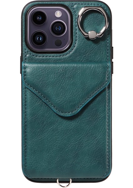 iPhone14 Pro Max Case Crossbody Pu Deri+Tpu Ring Kickstand Cep Telefonu Kapak Yeşili (Yurt Dışından) fiyatları