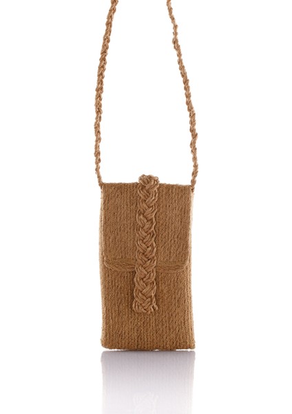 Toprak Rengi Kağıt Ip Telefonluk Çanta