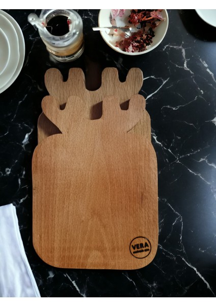 2'li Geyik Ahşap Kesme Tahtası Doğrama Sunum Servis Tabağı Yekpare Kayın Ağacı 23/27CM 3301000000771 fiyatları