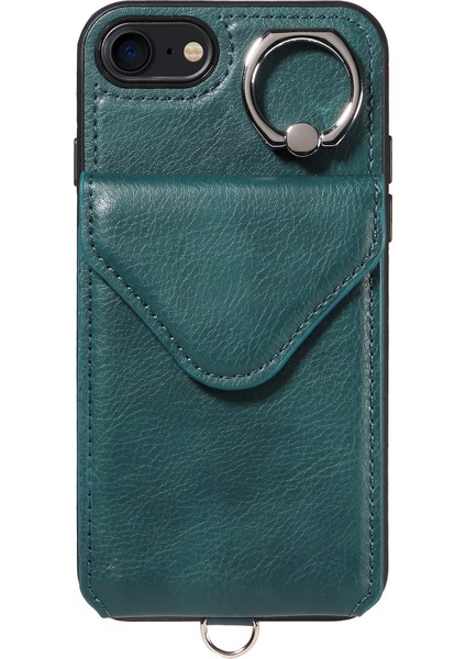 iPhone7/8 Case Pu Deri Kart Yuvaları Crossbody Telefon Kapak Yeşil (Yurt Dışından)