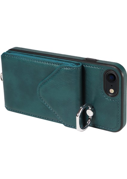 iPhone7/8 Case Pu Deri Kart Yuvaları Crossbody Telefon Kapak Yeşil (Yurt Dışından)