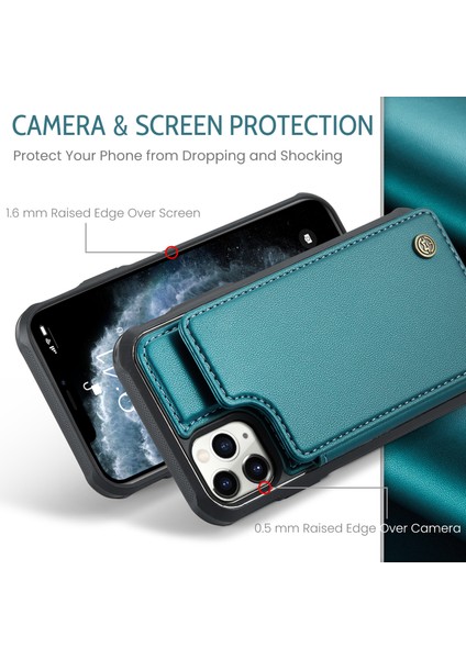 iPhone11 Pro Max Case Rfıd Engelleme Glossy Pu Deri Telefon Koruyucu Yeşil (Yurt Dışından)