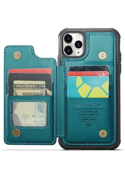 iPhone11 Pro Max Case Rfıd Engelleme Glossy Pu Deri Telefon Koruyucu Yeşil (Yurt Dışından)