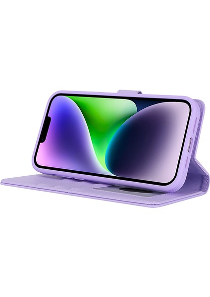 Magsafe Pu Deri Flip Kapak-Mor ile Uyumlu iPhone14 Artı Kasa Için Çıkarılabilir Telefon Kasası (Yurt Dışından)