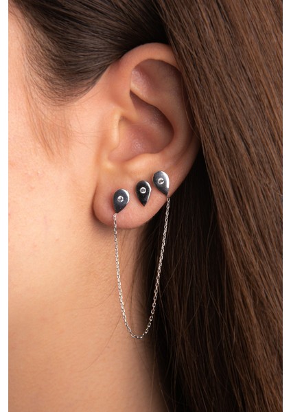 Sarkaç Modeli Damla Motifli Kombin Gümüş Altın Kaplama Gümüş Küpe 925 Ayar fiyatları