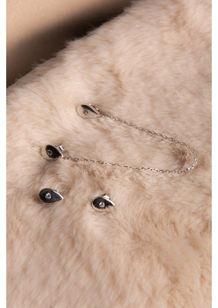 Sarkaç Modeli Damla Motifli Kombin Gümüş Altın Kaplama Gümüş Küpe 925 Ayar modelleri