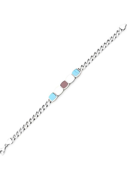Erkek Gümüş 925 Zirkon Taşlı Bileklik 6x2.5mm x 22 cm