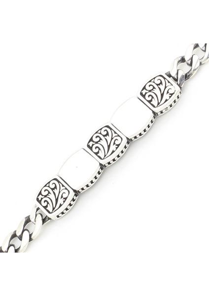 Erkek Gümüş 925 Bileklik 6x2.5mm x 22 cm