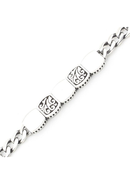 Erkek Gümüş 925 Bileklik 6x2.5mm x 22 cm