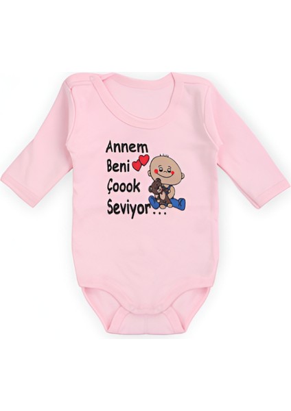 Annem Beni Seviyor Çıtçıtlı Kollu Bebek Body