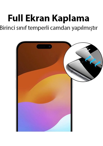 iPhone 15 Full Glue Tempered Kırılmaz Cam Ekran Koruyucu