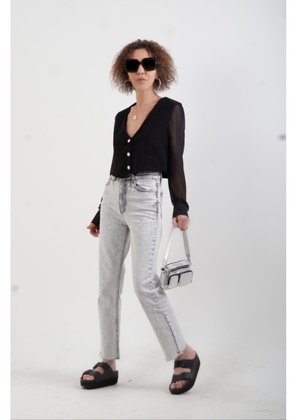 Siyah Yelek Detaylı Organze Kol Gömlek fiyatları