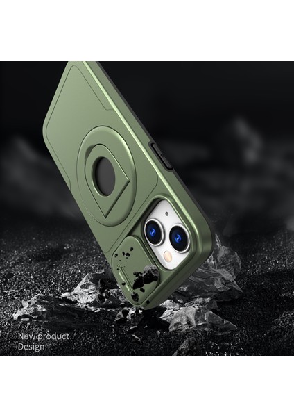 iPhone15 Manyetik Kılıf Kamera Koruma Telefon Kapağı Anti Drop Anti-Drop Ring Kickstand-Green (Yurt Dışından) modelleri