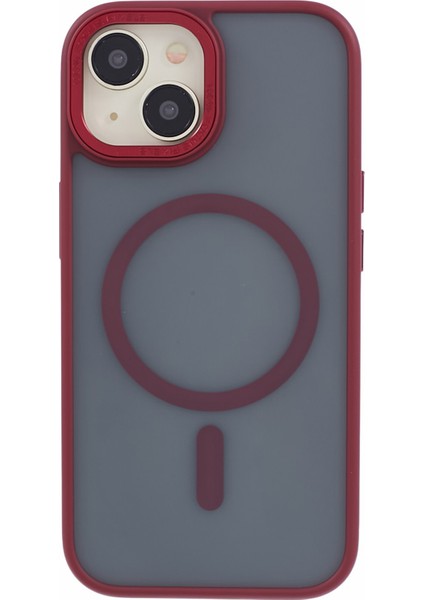 Magsafe Tpu+Pc Telefon Vaka Kırmızısı ile Uyumlu iPhone15 Plus Kılıfı Için Mat Telefon Kapağı (Yurt Dışından)
