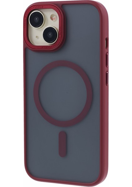 Magsafe Tpu+Pc Telefon Vaka Kırmızısı ile Uyumlu iPhone15 Plus Kılıfı Için Mat Telefon Kapağı (Yurt Dışından)