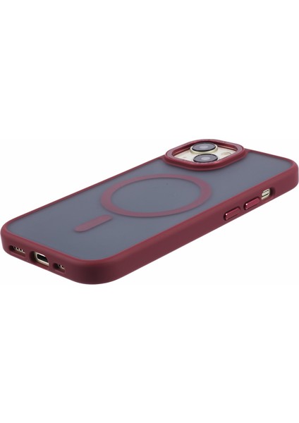 Magsafe Tpu+Pc Telefon Vaka Kırmızısı ile Uyumlu iPhone15 Plus Kılıfı Için Mat Telefon Kapağı (Yurt Dışından)